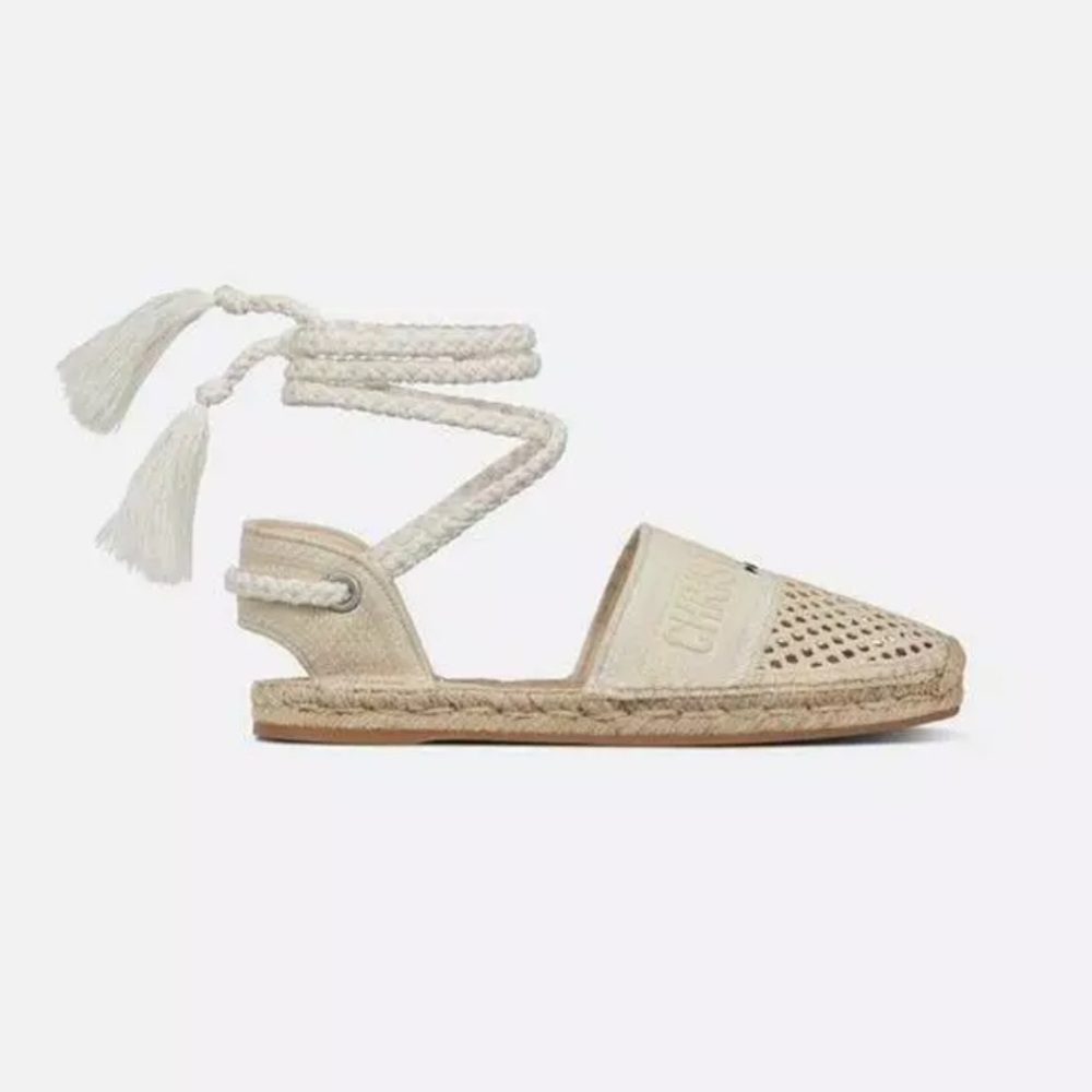 Dior Cream Espadrille Lace-Up Sandals